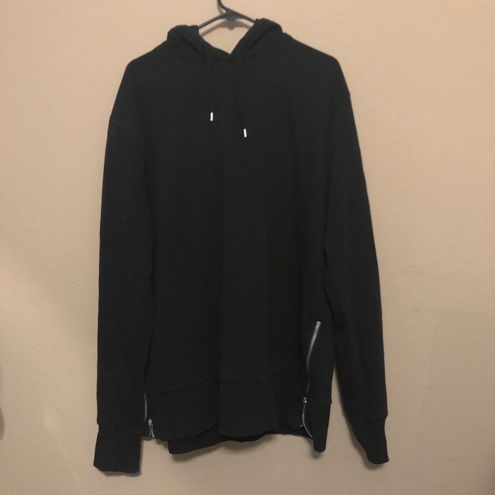 H&M XL Tall Black Side Zipper Hoodie